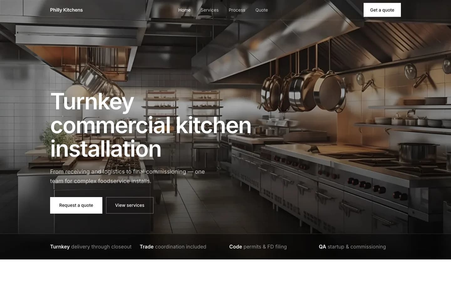 Philly Kitchens website homepage